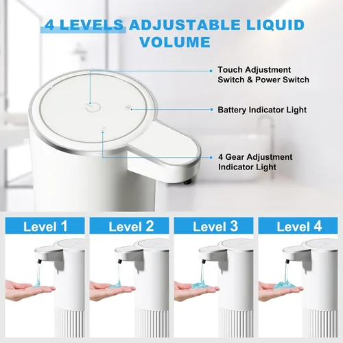 Miniatura 3 de RYTOXILO Dispensador automático de jabón, paquete de 2 dispensadores de jabón líquido sin contacto blanco para baño, dispensador eléctrico