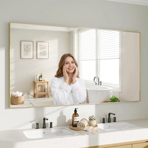 Miniatura 37 de Koonmi Espejo de pared rectangular negro, espejo de baño de 24 x 32 pulgadas, espejo de tocador con marco de aluminio para entrada, sala de estar