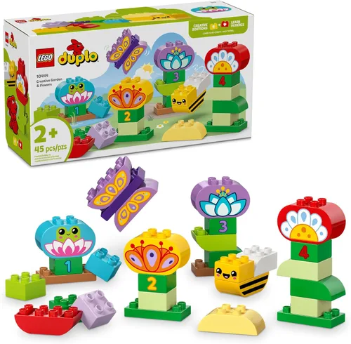 LEGO Duplo Town Juego de Construcción de Jardín Creativo y Flores - Juguete Educativo y de Aprendizaje para Preescolar para Niños, Niños y Niñas,