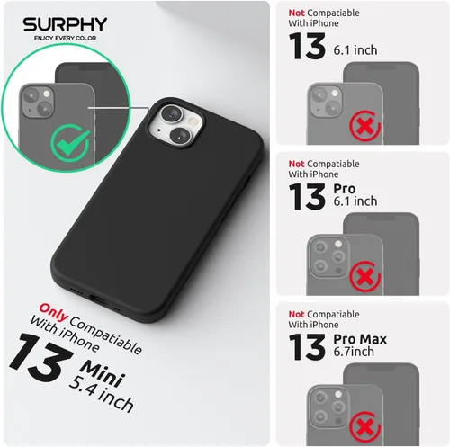 Miniatura 2 de SURPHY Funda magnética diseñada para iPhone 13 Mini, compatible con MagSafe (versión 2021 de 5.4 pulgadas), funda de silicona líquida con forro