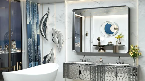 Miniatura 182 de TokeShimi - Espejo para pared de baño, espejo de tocador con marco de metal de aleación de aluminio mate cepillado e inoxidable, decoración rústica