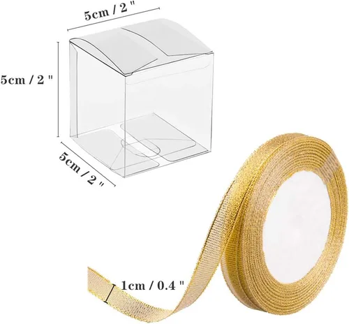 Miniatura 2 de JOERSH Cajas transparentes de 2 x 2 x 2 pulgadas para regalos con cintas de regalo, 60 cajas de mini cubos transparentes para bodas, baby shower