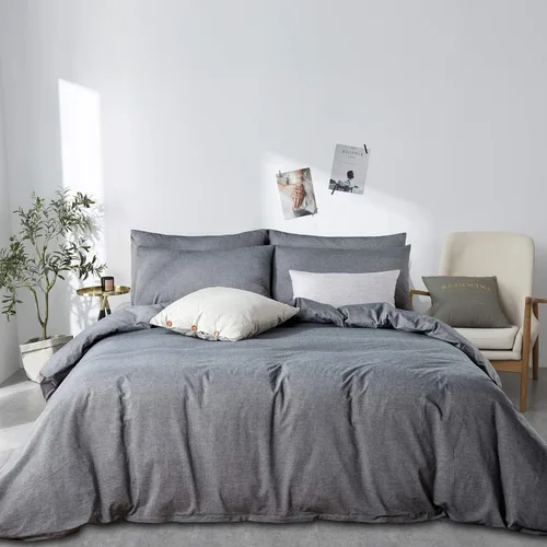 Miniatura 28 de JELLYMONI Funda de edredón tamaño individual, funda de edredón 100% algodón lavado con textura similar al lino, ropa de cama transpirable y suave