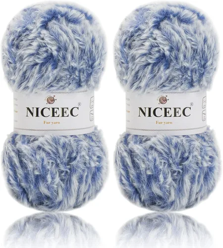 Miniatura 32 de NICEEC Hilo de Pelo Sintético Super Suave, Grueso y Esponjoso, Hilo de Pestañas para Crochet y Tejido (Longitud Total 192m/9.1kg) - Otoño/300g
