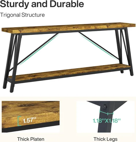Miniatura 7 de Tribesigns Mesa de sofá extra larga de 70.9 pulgadas detrás del sofá, mesa consola de entrada industrial para pasillo, entrada y sala de estar