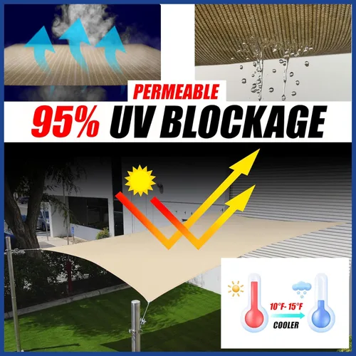 Miniatura 2 de ShadeMart Toldo cuadrado color beige de 10 x 10 pies, pantalla SMSL, permeable al agua y al aire y resistente a los rayos UV, resistente, para patio