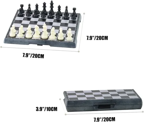 Miniatura 7 de Mini juego de ajedrez magnético de viaje de 6.5 pulgadas, juego de mesa de ajedrez plegable, juguetes educativos/regalo para adultos y niños