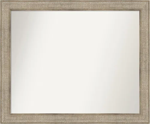 Miniatura 245 de Amanti Art Espejo de baño plateado para sobre fregadero, 26 x 26 pulgadas, espejo cuadrado de níquel pulido, marco de madera tradicional mediano, se