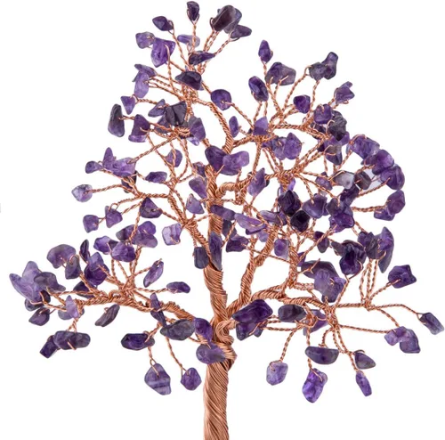 Miniatura 4 de SUNYIK Juego de árbol de dinero de piedra de amatista natural hecho a mano sobre base de amatista, árbol de la vida curativo, decoración