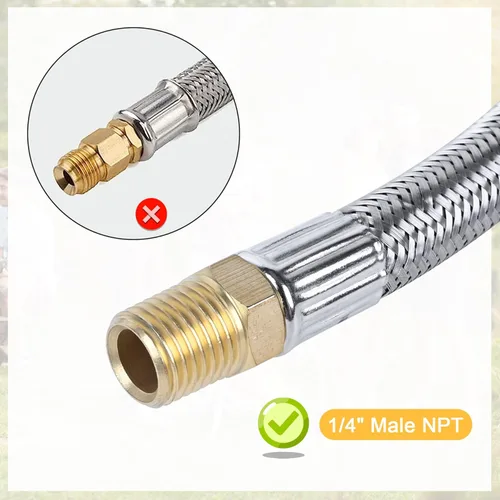 Miniatura 5 de Mangueras de propano para RV de 15 pulgadas con medidor, manguera trenzada de acero inoxidable para tanque de caravana, línea de manguera pigtail
