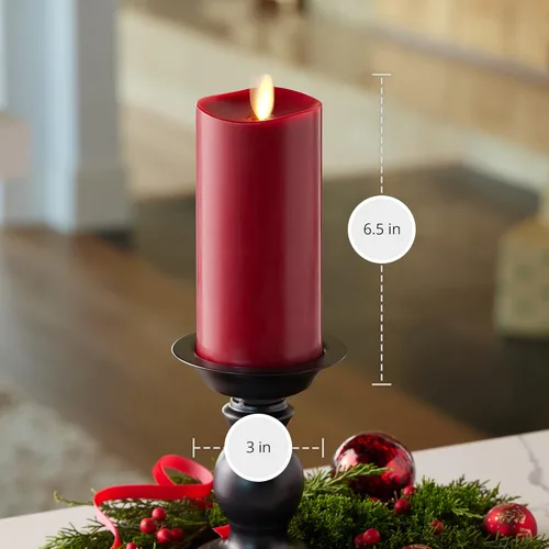 Miniatura 3 de Luminara Vela sin llama parpadeante con borde fundido de 3 x 6.5 pulgadas, funciona con pilas y función de temporizador, listo para control remoto
