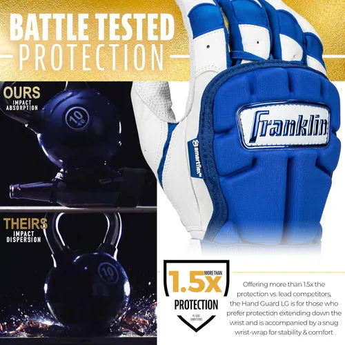 Miniatura 3 de Franklin Sports Guantes Protectores de Mano y Muñeca para Béisbol - Serie PRT LG, Protector para Adultos para Batear - Escudo Protector para Real
