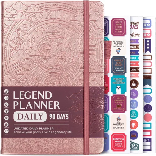 Miniatura 11 de Legend Planner Diario durante 3 meses – Planificador mensual semanal y diario sin fecha para alcanzar objetivos. Organizador y diario de Rosa