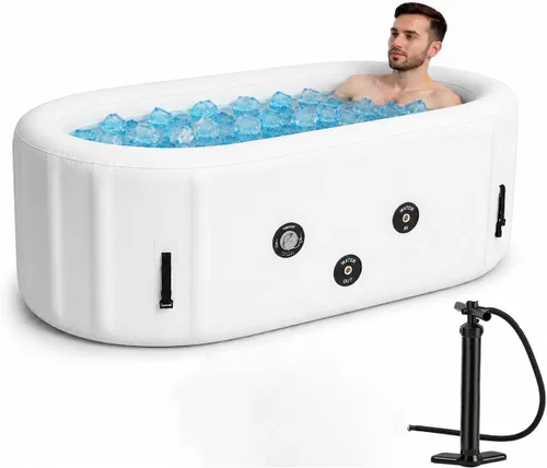 Miniatura 9 de Bañera de hielo mejorada XXL de 179 galones para atletismo de 6 pies 7 pulgadas, compatible con enfriador de agua, bañera de inmersión fría
