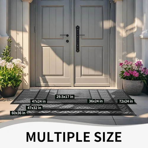 Miniatura 5 de Yimobra Alfombra para Puerta Delantera Exterior Entrada 29.5x17, Impermeable Resistente Alfombras Exteriores para Puerta Delantera, Alfombra de Gris