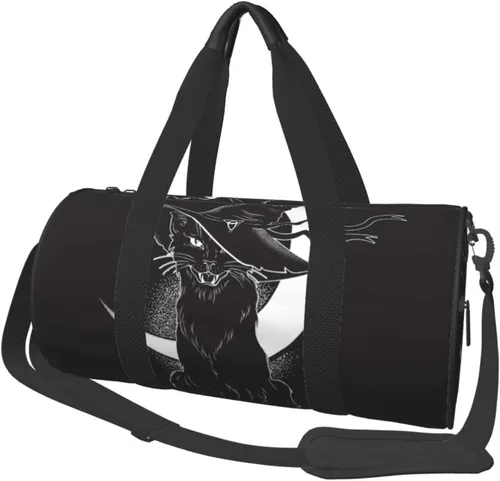 Miniatura 2 de Bolsa de viaje con diseño de sombrero de bruja puntiagudo de gato negro, bolsa de gimnasio, bolsa multifunción para hombres y mujeres