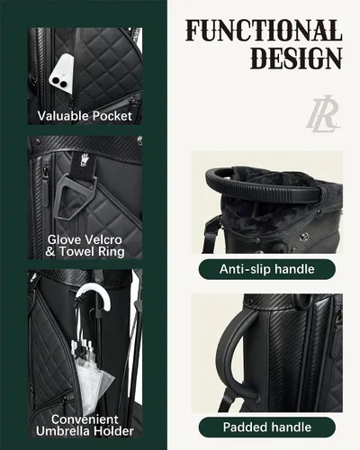 Miniatura 5 de Bolsa de golf de piel sintética para hombres, bolsas de golf con divisores de longitud completa de 14 vías, parte superior de felpa de lujo 2026