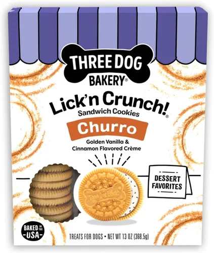 Miniatura 8 de Three Dog Bakery Lick'n Crunch! Galletas de sandwich para perros de Golden y mantequilla de maní - Golosinas para perros crujientes con sabor a