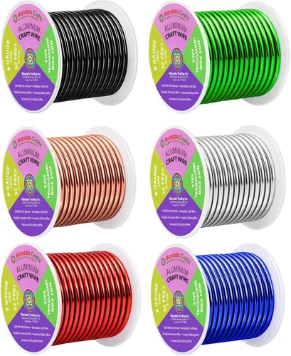 Miniatura 326 de Mandala Crafts - Alambre de aluminio anodizado de 8 calibre para hacer joyas - 9.75 m de alambre flexible negro colorido - Flexible para bonsái