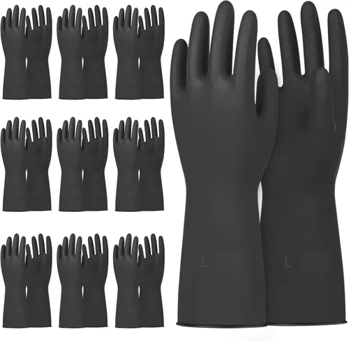 Miniatura 9 de Beieverluck 10 pares de guantes resistentes a productos químicos guantes grandes de goma para limpieza guantes de trabajo pesado para lavar platos
