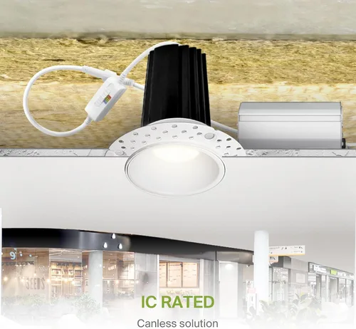 Miniatura 7 de ASD Iluminación empotrable LED de 2" sin moldura, 15 W 120 V, luz de techo redonda comercial regulable, sin lata, con caja de conexiones, 5 CCT