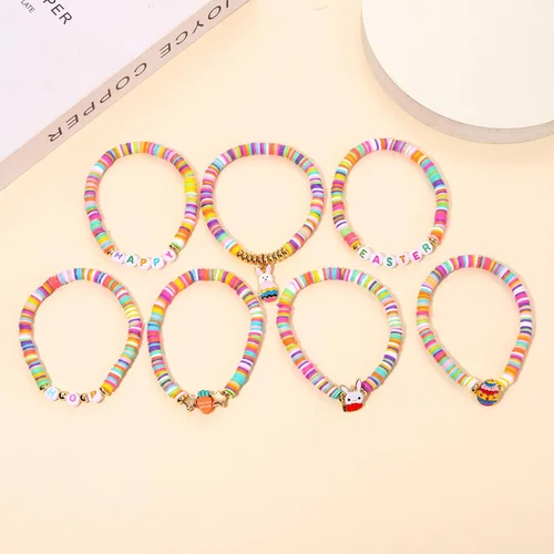 Miniatura 217 de Surfer Heishi - Pulseras apilables para mujer, apilables, de vinilo arcoíris, disco de arcilla, pulseras elásticas para la amistad, joyería bohemia