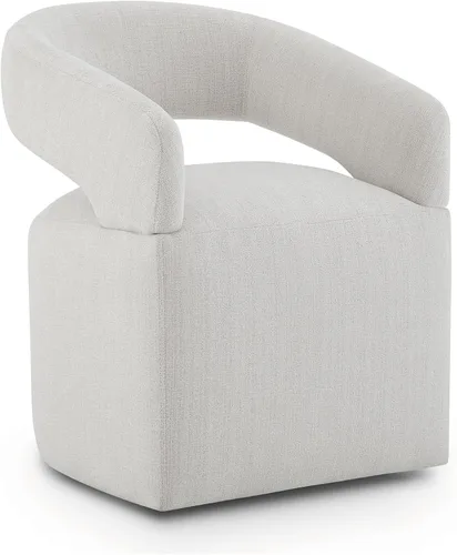 Miniatura 34 de KISLOT Juego de 1 sillas de comedor tapizadas, modernas sillas de comedor con ruedas ocultas, sillas de cocina con brazo con tela de aspecto