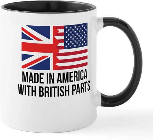 Miniatura 91 de CafePress Born American, British By Hea Taza de café de cerámica de 11 oz (11.0 fl oz)