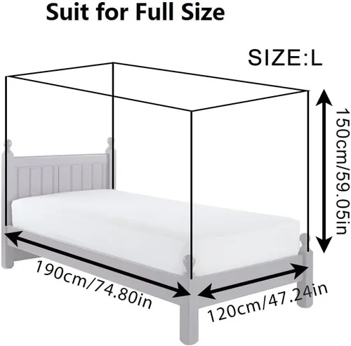 Miniatura 9 de Mosquitera de 4 esquinas con diseño de princesa de encaje para póster de cama, toldo de red, tamaño completo, ropa de cama blanca, decoración