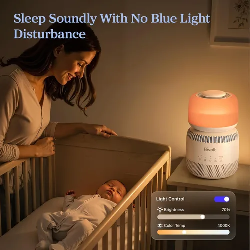 Miniatura 4 de LEVOIT Humidificadores evaporativos para dormitorio de bebé, filtros dobles de aire y agua, sensor separado, sin luz azul para luz nocturna de Blanco