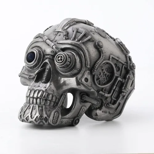 Miniatura 6 de Veronese Design 4 1/2" alto Steampunk láser ojo cráneo resina escultura Petwer acabado