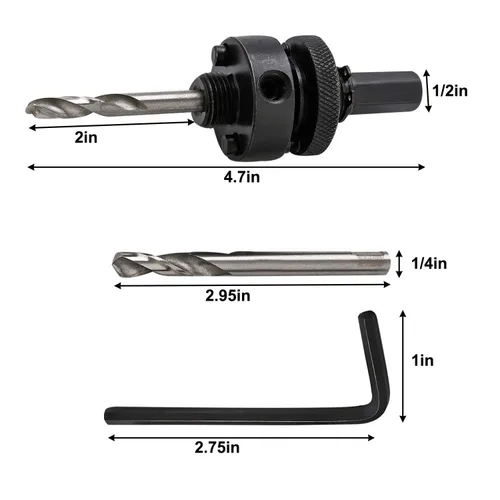Miniatura 2 de Sierra de agujero de 4.5 "/114 mm con cenador resistente, brocas de sierra perforadora bimetálica HSS para madera, plástico, paneles de yeso, metal