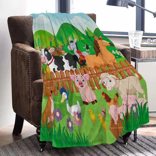 Miniatura 9 de Manta de animales de granja, bonita manta de animales de granja para niños, suave y acogedora manta de franela para perros de granja, cerdo
