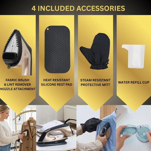 Miniatura 6 de True & Tidy DuoPress XL 2 en 1 vaporizador y plancha para ropa, potente vapor turbo de 1600 W, placa de cerámica grande, control de temperatura