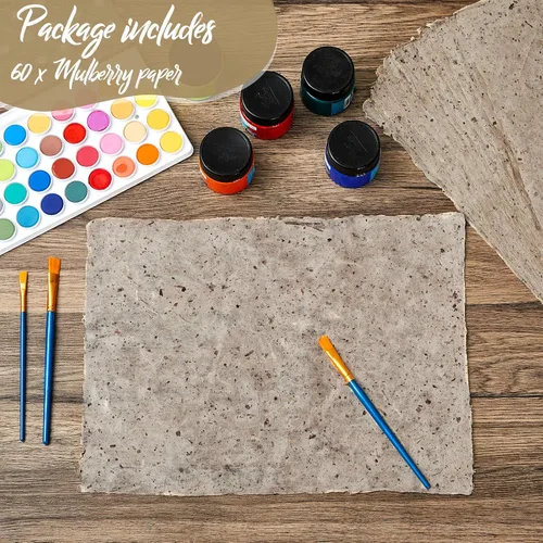 Miniatura 3 de Henoyso 60 piezas de papel de arroz de morera de 16 x 12 pulgadas, hojas de papel de decoupage hechas a mano, carfts washi vintage, pintura