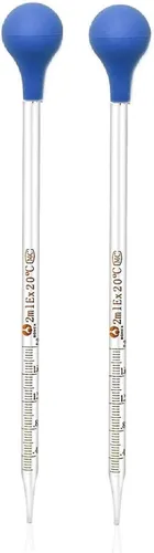 (2 unidades) cuentagotas de vidrio graduado para medicina con pipetas de laboratorio con tapa de goma azul y escala (0.1 fl oz (paquete de 2)