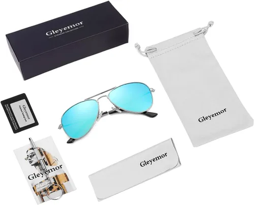 Miniatura 14 de Gleyemor Lentes de sol polarizados estilo aviador para niños y niñas, jóvenes, adolescentes, dos tamaños de 1.969 in y 2.047 in