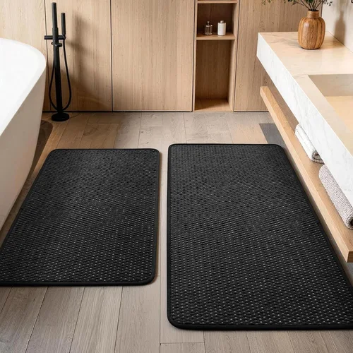 Miniatura 19 de YIHOUSE Juego de alfombras de baño de 3 piezas, alfombras de baño suaves de pelo bajo, tapetes de baño delgados antideslizantes, de secado rápido