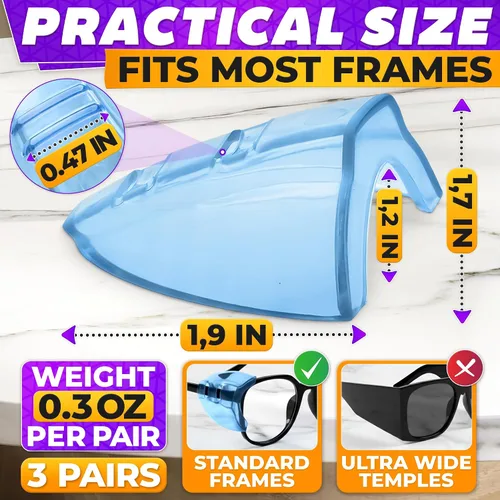 Miniatura 2 de BURIUS Protectores laterales de seguridad para lentes con clip – Se ajustan al 98% de las gafas Protecciones ligeras de laboratorio