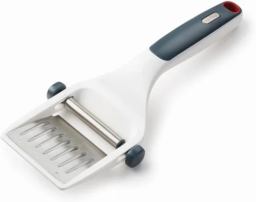 Zyliss Dial & Slice - Cortador de queso ajustable, de mano, con borde de acero inoxidable y mango ergonómico, color blanco
