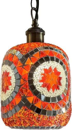 Lámpara colgante de mosaico, lámpara colgante turca decorativa, lámpara colgante de techo de vidrio de colores para cocina, isla y dormitorio