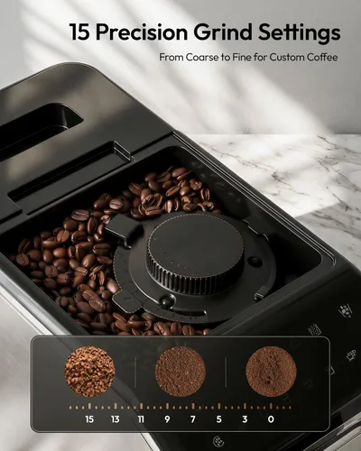 Miniatura 6 de EUHOMY Máquina de café espresso totalmente automática, cafetera de 20 barras con molinillo y espumador de leche integrado, máquina de café