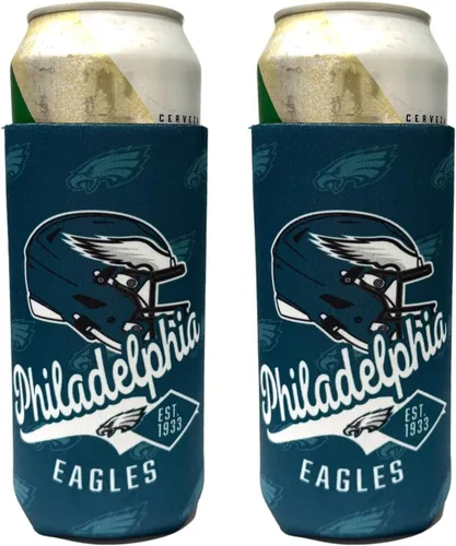 Miniatura 3 de Football Team Logo Tall Boy 2-Pack Can Holder Coozie Beverage Insulator - Fits 24oz - 25oz Cans (Chicago Logo Shadow (Bears))