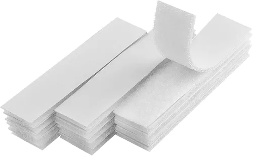 Melsan - Cinta adhesiva cuadrada de velcro, cierre adhesivo para interiores y exteriores en lugar de agujeros y tornillos, tiras de montaje Blanco