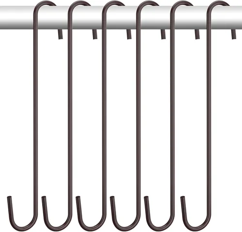 Paquete de 6 ganchos en forma de S resistentes, ganchos grandes de metal fuerte marrón para colgar plantas o artículos grandes como plantas en