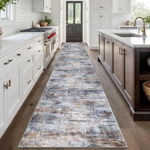 Miniatura 1019 de IOHOUZE Alfombra abstracta lavable de 3 x 12 pies para pasillos, antideslizante para cocina, camino de entrada de lana sintética para interiores