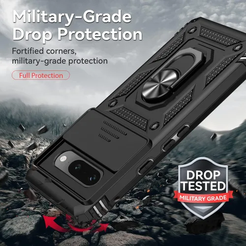 Miniatura 3 de Funda para Pixel 7a, con protectores de pantalla y funda para cámara, [grado militar] de 16 pies. Funda protectora probada contra caídas con soporte