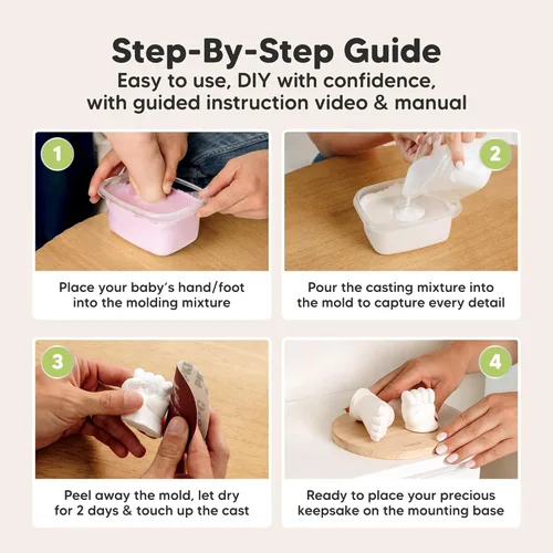 Miniatura 8 de KeaBabies Kit de Moldeado para Bebé de Manos y Pies - Kit de Moldeado de Manos 3D para Recién Nacidos y Elegante Base de Madera, Moldes de Pies Gris