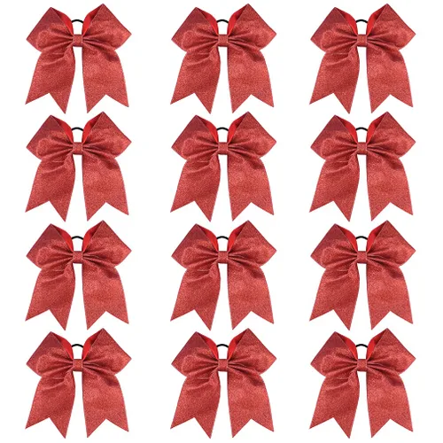Miniatura 16 de DEEKA 12 lazos grandes de 8 pulgadas, dos tonos, para cola de caballo, hecho a mano para adolescentes y niñas, animadoras de sóftbol, deportes