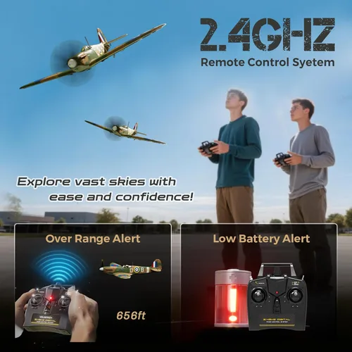 Miniatura 3 de CKYSCHN Avión RC sin escobillas Spitfire 19.685 in - 4CH VOLANTEXR RC Avión con giroscopio de 6 ejes, avión de control remoto RTF de 2.4G